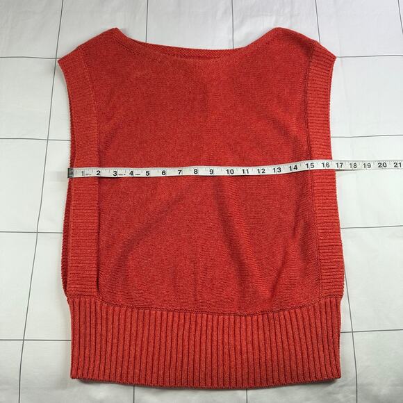 Anthropologie Coral Red Knit Sleeveless Top - Picture 8 of 9
